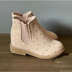 Tucker + Tate Toddler Baylee Chelsea Boot Size 6 Soft Pink Gold Hearts Zip